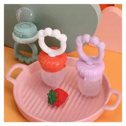 AEREX Silicone Food Pacifier with Handle Soft Baby Fruit Nibbler Chewing Nibbler for Babies Baby Fruit Teether for Newborn Babies (Orange)-10