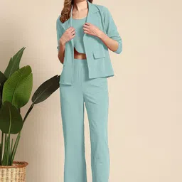 SRUTVA FASHION Notched Lapel Collar Crop Blazer With High Waisted Trousers & Inner Co-Ords-picture-17