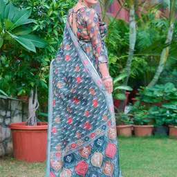 Anouk Rustic Ethnic Motifs Zari Block Print Saree image 3
