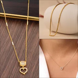 Boghra Sales Set Of 3 Gold-Plated Alloy American Diamond Chain-image-21