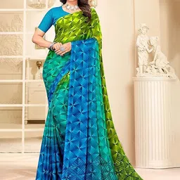 Reboot Fashions Geometric Printed Pure Chiffon Saree-image-54