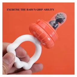 AEREX Silicone Food Pacifier with Handle Soft Baby Fruit Nibbler Chewing Nibbler for Babies Baby Fruit Teether for Newborn Babies (Orange) image 5