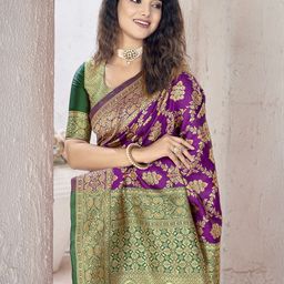 Shreyansh creation Ethnic Motifs Woven Design Zari Banarasi Saree-picture-53