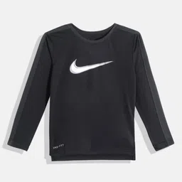 Nike Boys Black Brand Logo Print B NK ALL DAY PLAY LS KNIT T-shirt-image-20