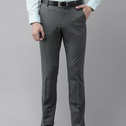 Van Heusen Men Mid Rise Self Design Textured Slim Fit Formal Trousers-picture-12