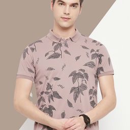 OGEN Men Floral Printed Polo Collar Tropical Pockets T-shirt-image-79