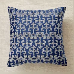 Home Centre Endura Blue Ethnic Motifs Embroidered Velvet Square Cushion Covers-10