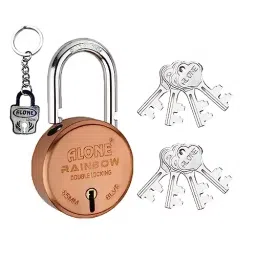 ALONE LOCKS Rainbow 65 mm Alloy Steel ‎Copper Antique 8 Keys Double Locking Padlock-23