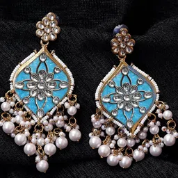 Zoey Gold-Plated Kundan Studded And Pearls Beaded Contemporary Chandbalis-12