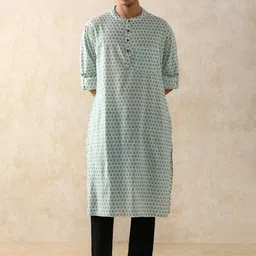 Moara Textured Printed Straight Pure Cotton Kurta with Trousers-image-43