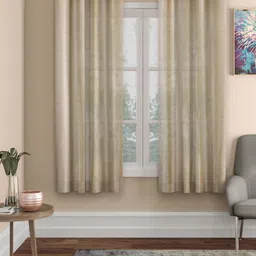 ROSARA HOME Taupe Set of 2 Sheer Window Curtain image 1