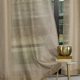 ROSARA HOME Taupe Set of 2 Sheer Window Curtain image 2