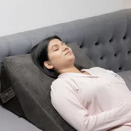 wakefit Grey Memory Foam Filled Faux Velvet Sleep Pillow-33