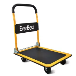 EverBest 150 Kg Capacity Metal Yellow Portable Folding Hand Platform Trolley-picture-8