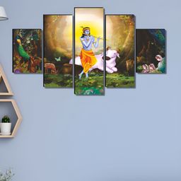 Livin'luxe Blue & Green 5 Piece Wood Religious Wall Paintings-picture-8