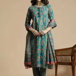 Anouk Women Embroidered Regular Thread Work Kurta with Trousers & With Dupatta-image-85