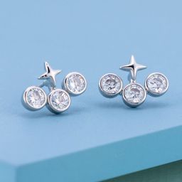 Kushal's Fashion Jewellery Rhodium-Plated Zircon Studded Party Classic Studs Earrings-18