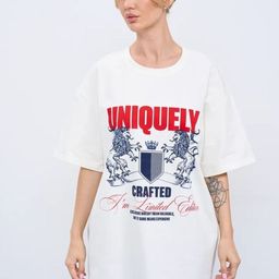 LULU & SKY Women Typography Printed Round Neck Pure Cotton Oversized T-shirt-picture-20