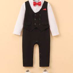 Mark & Mia Full Sleeves Party Romper with Bow - Multicolor-image-22