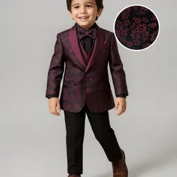Babyhug Full Sleeves 5 Pcs Jacquard Party Suit - Onion Pink-picture-3