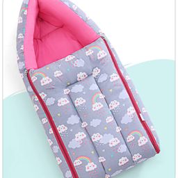 Babyhug 100%  Cotton Sleeping Bag Cloud Rainbow Print- Grey-image-32