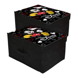 Kuber Industries Non-Woven Mickey Mouse Print Flodable Storage Box/Wardrobe Organizer With Lid For Home Decor, Pack of 2 - Black-15