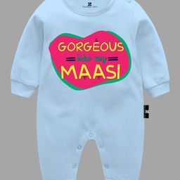 The Peppy Tend Family Theme Full Sleeves Gorgeous Like My Maasi Text Printed Unisex Romper - Blue-picture-40