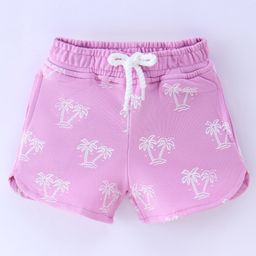 Little Kangaroos 100% Cotton Woven Shorts With Palm Tree Print - Purple-image-26
