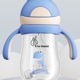 R for Rabbit Tritan  Straw Sipper Bottle with Dino Print Cream & Blue - 320 ml-2