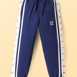 Pine Kids Cotton Knit Full Length Track Pant with Tape Detailing - Blue-image-50
