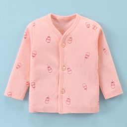 Tango Interlock Knit Full Sleeves Jhabla with Balloon Print - Light Peach-image-98