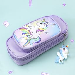 Pencil Pouch With Unicorn Print - Purple-image-11