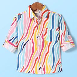 Rikidoos Full Sleeves Abstract Printed Shirt - Multi Colour-image-49