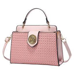 SYGA Women Elegant Contrast Color Handbag Stylish Top Handle Shoulder Bag (Pink)-picture-9