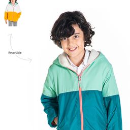 Cherry Crumble By Nitt Hyman Woven Full Sleeves Colour Blocked Light Winter Hooded Reversible Jacket - Green-picture-18