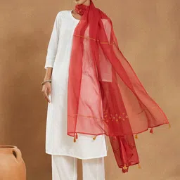 Fabindia Checked Cotton Silk Dupatta-picture-19