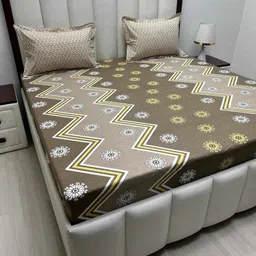 Pure Decor Passion Brown Printed Pure Cotton 210 TC Queen Bedsheet Set 2.28 m x 2.54 m-image-66