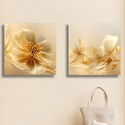 RANDOM 2 Pieces Beige & Yellow Floral And Botanical Canvas Wall Art-28