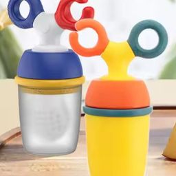 AEREX Silicone Fruit Pacifiers with Handle Soft Nibbler Baby Food Nibler Chewing Nibbler for Babies Teether Baby Fruit Pacifiers for Newborn Babies (Yellow) image 2