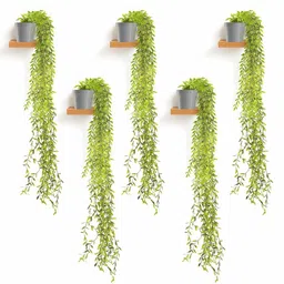 Kuber Industries Grey 5 Pieces Hanging Artificial Flower With Pot-55