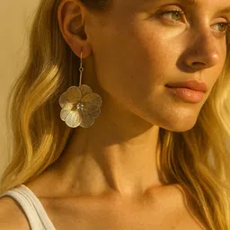 The Jewellery Tale Stainless Steel Gold Plated Stones Studded Floral Drop Earrings-picture-25