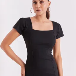 BerryBird Puff Sleeve Bodycon Mini Dress-picture-55