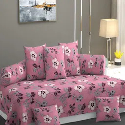 AMRANGE Set Of 8 Floral Printed Diwan Set-7