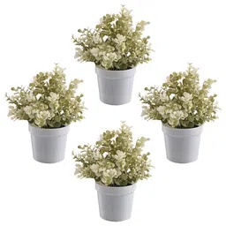 Kuber Industries White 4 Pieces Hanging Succulent Artificial Plant With Pot-1