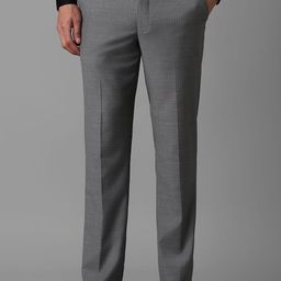 Louis Philippe Men Textured Striped Slim Fit Mid-Rise Formal Trousers-image-48