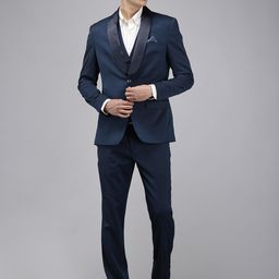 Park Avenue Self Design Single Breasted Slim Fit 3 Piece Party Suits-10