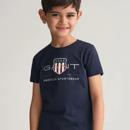 GANT Boys Graphic Printed Regular Fit Round Neck Organic Cotton T-shirt-image-34