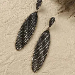DressBerry Gold-Plated Artificial Stones Studded Contemporary Contrast Drop Earrings-3