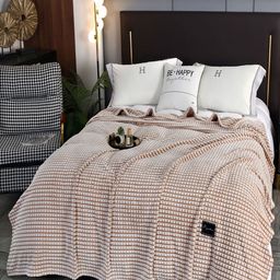 JC HOME Khaki Geometric AC Room 300 GSM Single Bed Blanket-image-16