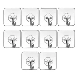 CATRON Wall Transparent Adhesive Hooks for Hanger Sticky (Pack of 10 pcs)-image-3
